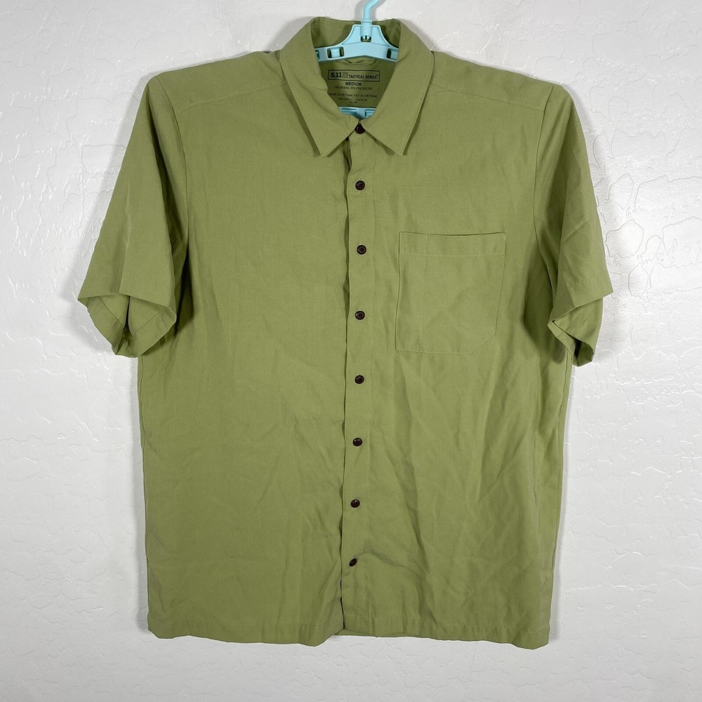 5.11 Tactical Shirt Mens Medium Green Snap Button Up Short Sleeve Conceal Carry
